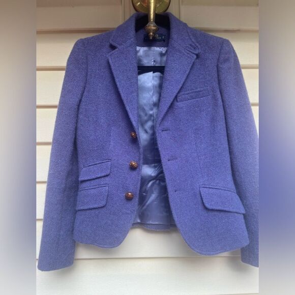 Polo Ralph Loren purple 1-breasted blazer, lamb wool/alpaca blend, Italy, size 2 - Picture 1 of 10